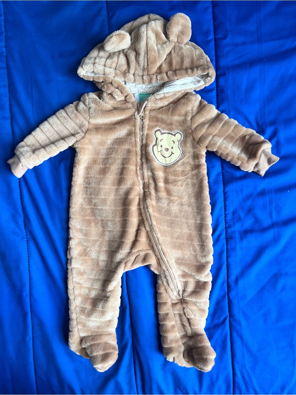 DISNEY Baby Winnie the Pooh Plush Footed Bodysuit 3-6 Months